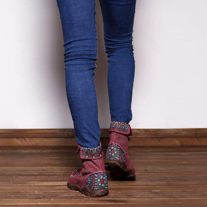 Outdoor leather comfortable flat women's boots