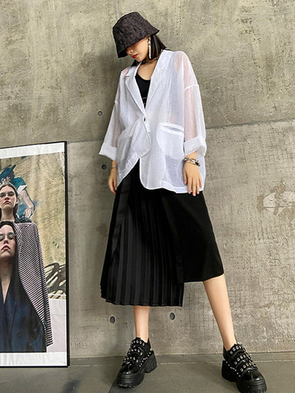Casual Loose Pleated Asymmetric Skirts Bottoms