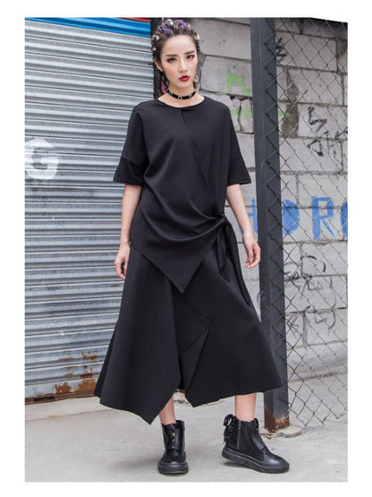 CASUAL A-LINE CROPPED SPLIT-FRONT SKIRT