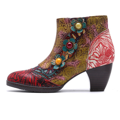 Leisure retro national style leather women's boots
