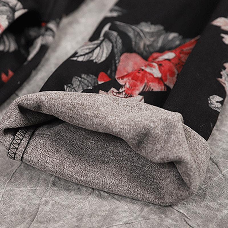 Buykud Retro Beautiful Flower Print Casual Loose Dress