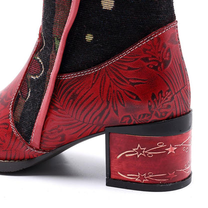Casual vintage ethnic leather knee boots