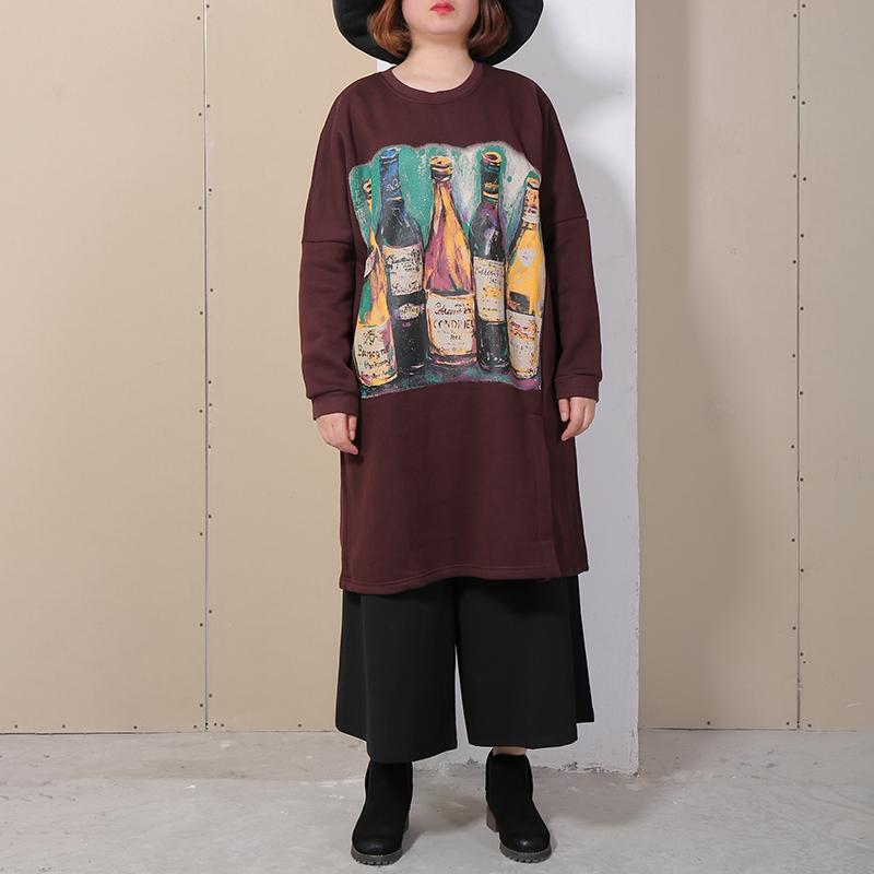 Casual Cotton Long Sleeve Printed Women Dress