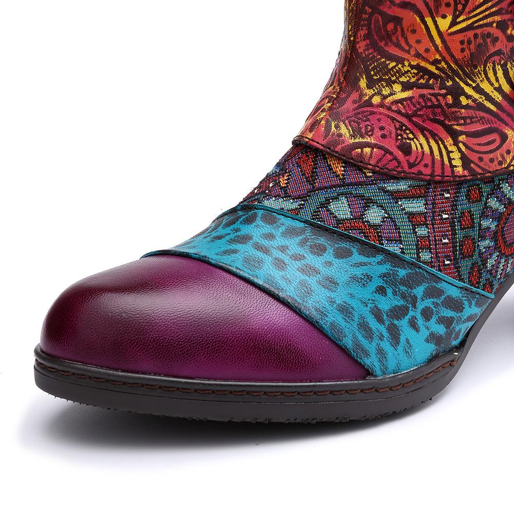 Handmade leather stitching Mongolian ethnic style boots