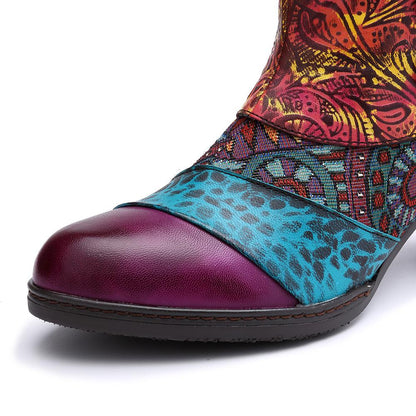Handmade leather stitching Mongolian ethnic style boots