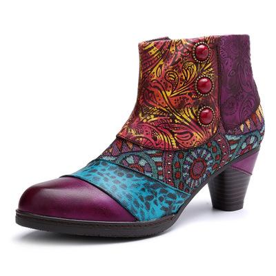 Handmade leather stitching Mongolian ethnic style boots
