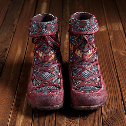 Outdoor leather comfortable flat women's boots
