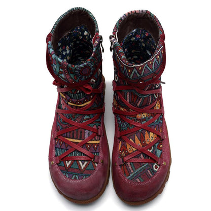 Outdoor leather comfortable flat women's boots