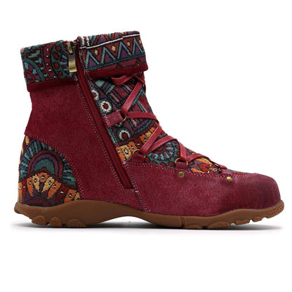 Outdoor leather comfortable flat women's boots