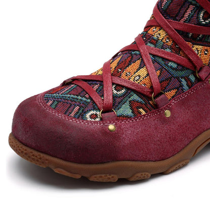Outdoor leather comfortable flat women's boots