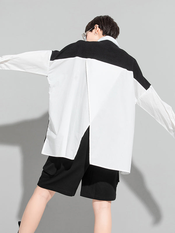 Stylish Asymmetric Split-Joint High-Low Irregular Clipping Split-Back Blouse