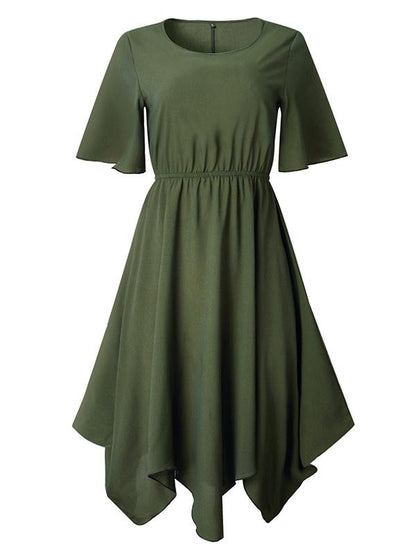 Bohemia Cropped Elastic Solid Midi Dresses