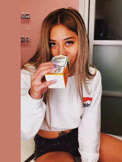 Elastic Hem Crop Sweatshirts