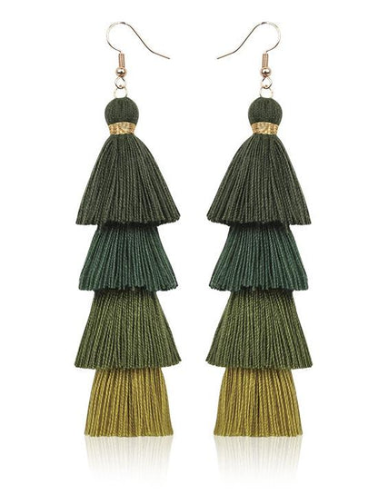 Pinecone Colorful Tasseled Bohemia Earrings