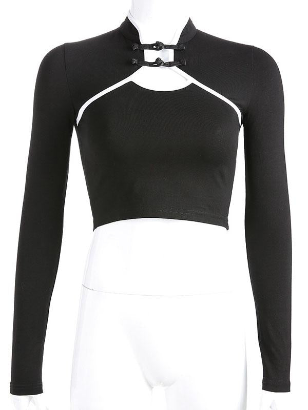 Vintage Chinese Style Mandarin Collar T-Shirt