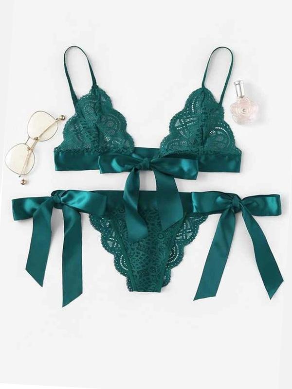 Lace Bandage Triangles Split Lingerie