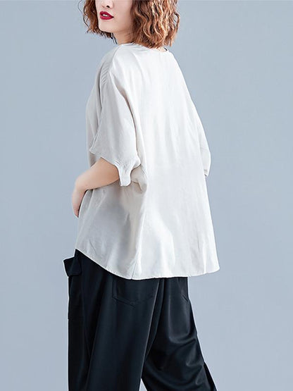 Loose Solid Batwing Sleeves Shirt