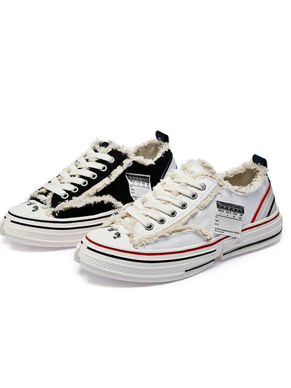 Flat Heels Lace Up Canvas Sneakers