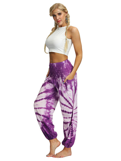 Bohemia Tie-Dyed Elastic Multi-Colored Knickerbockers& Yoga Pants