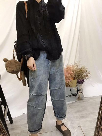 Casual Linen Embroidered Blouses