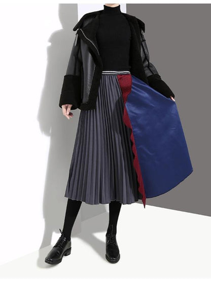 Split-Joint Ruffled  A-Line Skirt