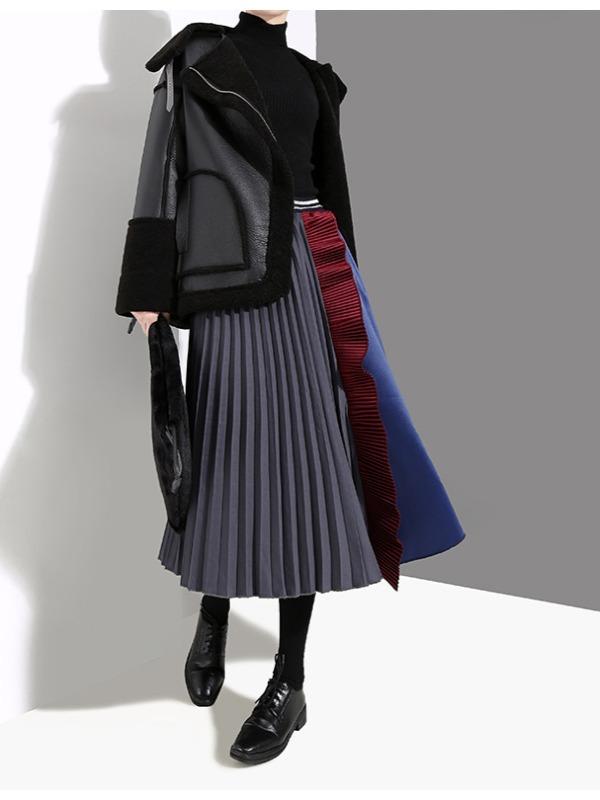 Split-Joint Ruffled  A-Line Skirt