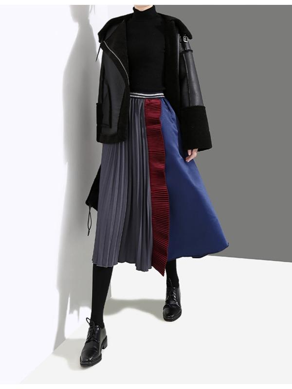 Split-Joint Ruffled  A-Line Skirt