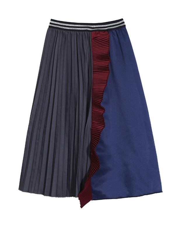 Split-Joint Ruffled  A-Line Skirt