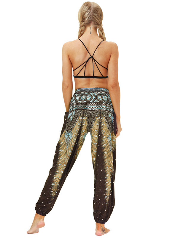 Bohemia Printed Elastic High Waisted Knickerbockers& Yoga Pants