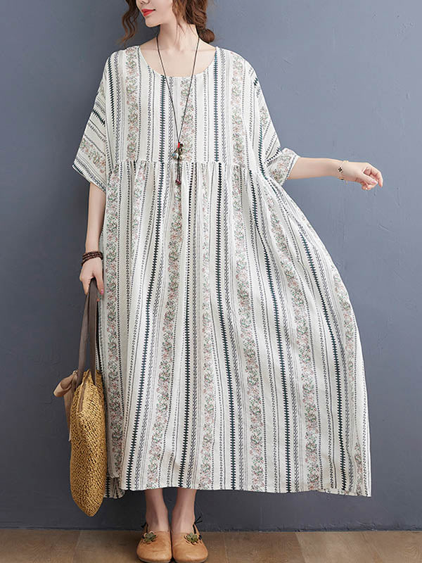 Original Floral Split-Joint Short Sleeve Maxi Dress