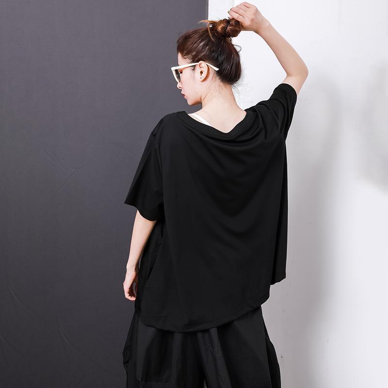 Comfortable Solid Color Pleated Summer T-Shirt