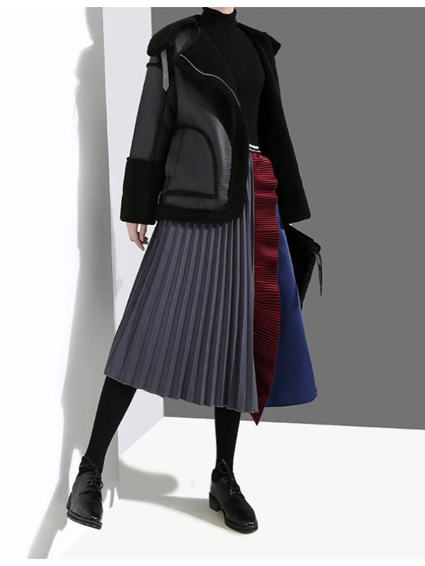 Split-Joint Ruffled  A-Line Skirt