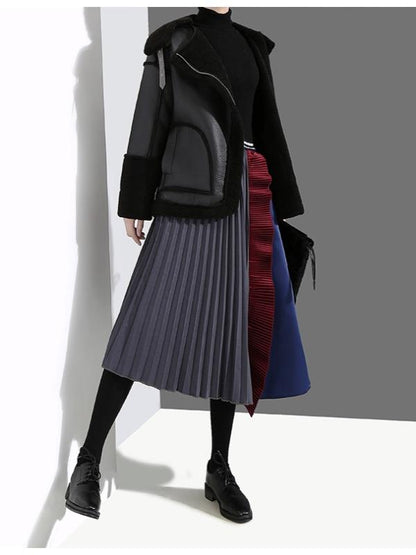 Split-Joint Ruffled  A-Line Skirt