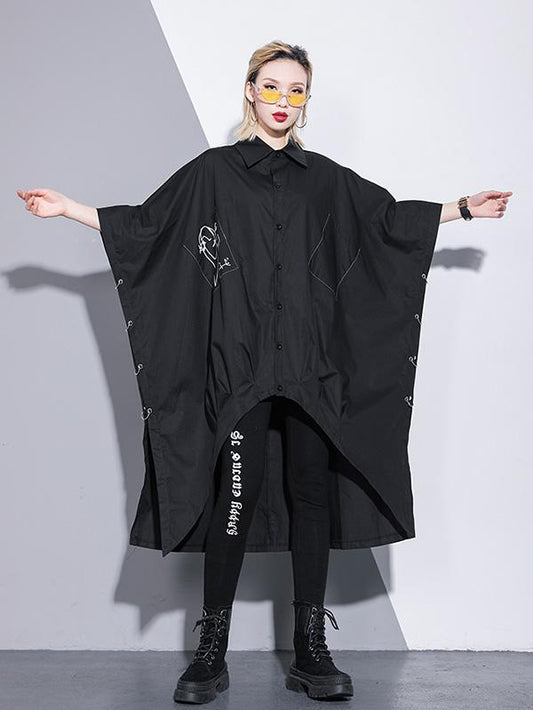 PLUS SIZE LOOSE BATWING SLEEVES SHIRT TOP