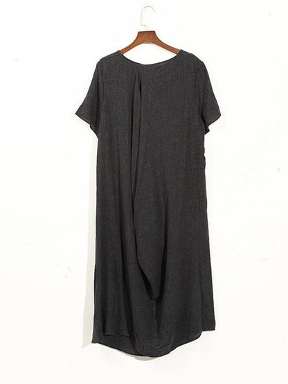 Summer Asymmetric Round-neck Dress