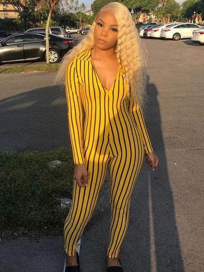 Fashion Casual Striped Printed Yoga Jumpsuits