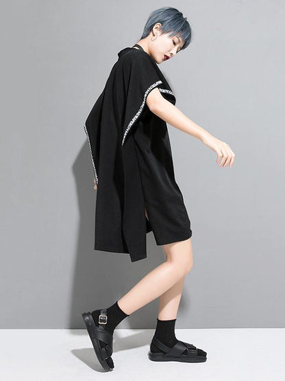 Loose Cropped Batwing Mini Dress