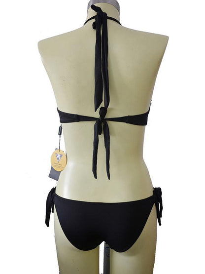 Lace-up Underwired Halterneck Bikini Swimsuit