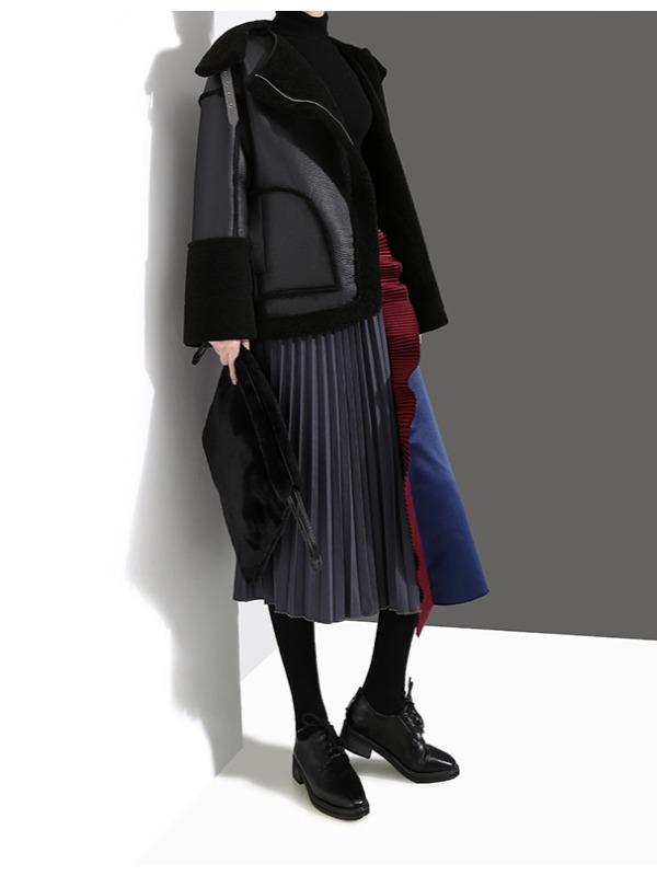 Split-Joint Ruffled  A-Line Skirt