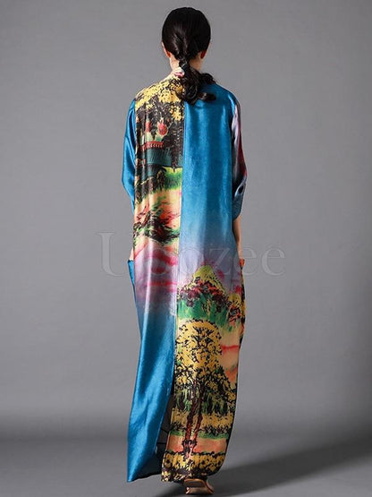 Casual Split-joint Silk Long Dress