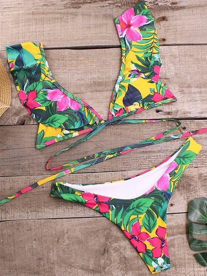 Falbala Plain&Printed Bikinis Swimwear