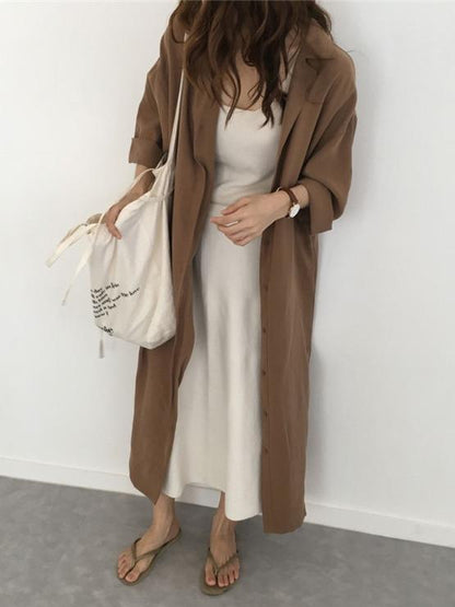 LOOSE SOFT LAPEL LONG COVER-UP