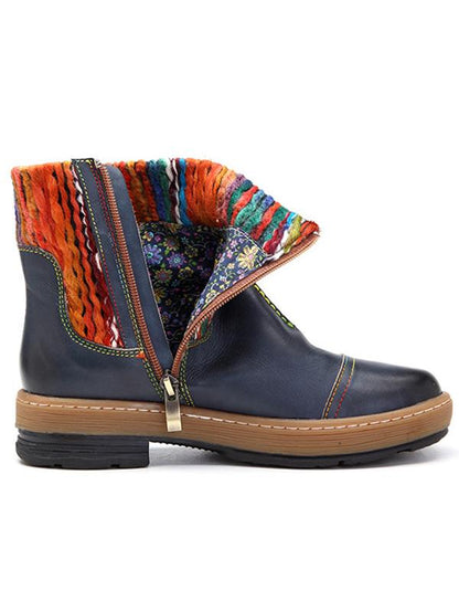 Bohemia Wool Knitting Leather Booties
