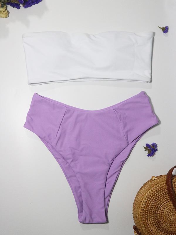 Sexy Solid Bandeau Bikinis Swimwear