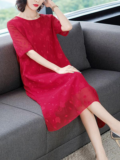 Chiffon Loose Tiered  Solid Dress