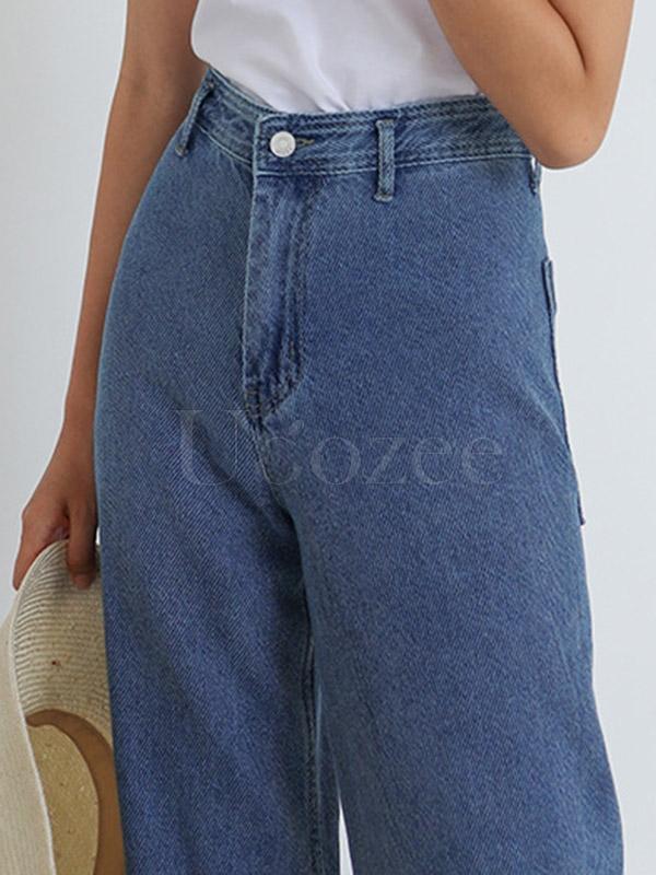 Casual Empire Column Wide Leg Jean Pants