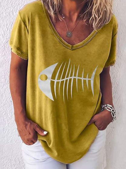 Fashion Fishbone Printed T-shirt