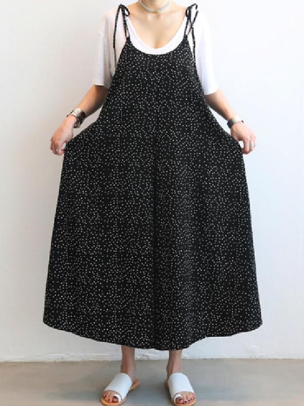 Loose Comfortable Polka-Dot Print Jumpsuit