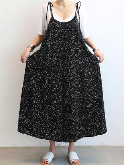 Loose Comfortable Polka-Dot Print Jumpsuit
