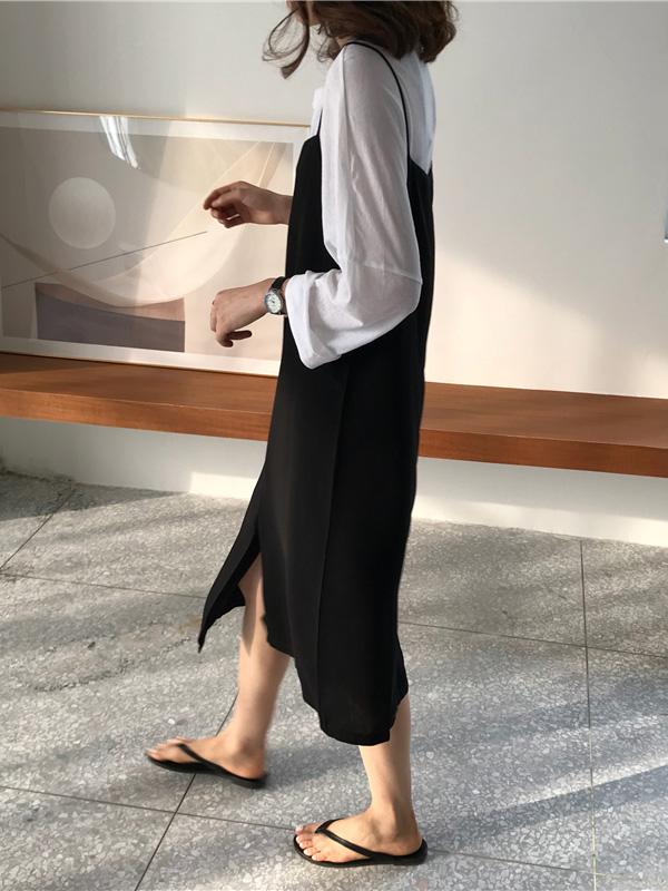 Cropped Split-front Simple Midi Dresses